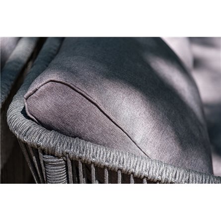 "Лугано" диван 3-местный плетеный из роупа, каркас алюминий темно-серый (RAL7024) муар, роуп темно-серый круглый, ткань темно-се