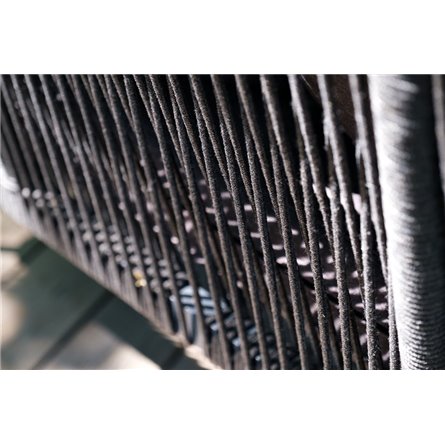 "Лугано" диван 3-местный плетеный из роупа, каркас алюминий темно-серый (RAL7024) муар, роуп темно-серый круглый, ткань темно-се