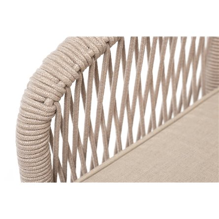 "Канны" кресло плетеное из роупа, каркас алюминий белый, муар, роуп бежевый круглый, ткань бежевая 052