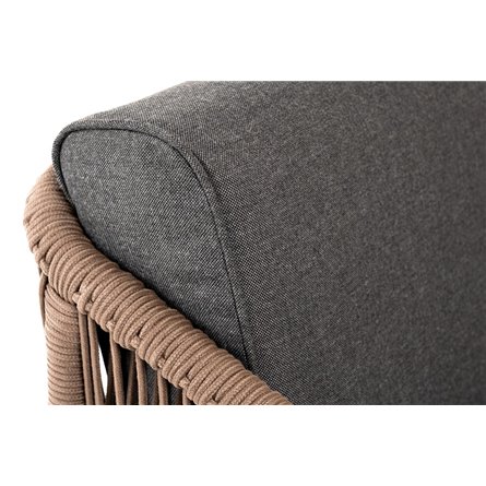 "Канны" кресло плетеное из роупа, каркас алюминий коричневый (RAL8016) муар, роуп коричневый круглый, ткань темно-серая 027