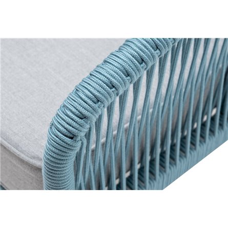 "Канны" кресло плетеное из роупа, каркас алюминий светло-серый (RAL7035) муар, роуп бирюзовый круглый, ткань светло-серая