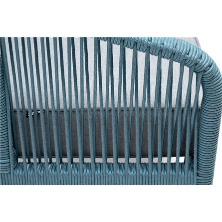 "Канны" кресло плетеное из роупа, каркас алюминий светло-серый (RAL7035) муар, роуп бирюзовый круглый, ткань светло-серая