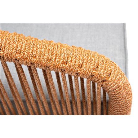 "Канны" кресло плетеное из роупа, каркас алюминий светло-серый (RAL7035) муар, роуп светло-серый круглый, ткань светло-серая