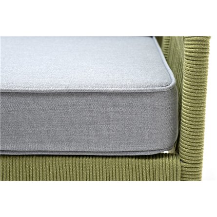 "Канны" кресло плетеное из роупа, каркас алюминий светло-серый (RAL7035) муар, роуп салатовый меланж круглый, ткань светло-серая