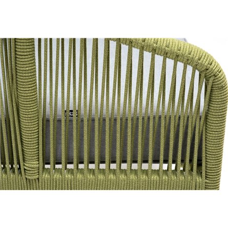 "Канны" кресло плетеное из роупа, каркас алюминий светло-серый (RAL7035) муар, роуп салатовый меланж круглый, ткань светло-серая