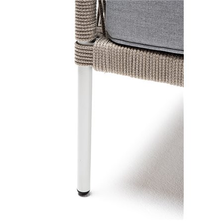 "Канны" кресло плетеное из роупа, каркас алюминий светло-серый (RAL7035) муар, роуп серый меланж круглый, ткань светло-серая