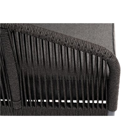 "Канны" кресло плетеное из роупа, каркас алюминий темно-серый (RAL7024) муар, роуп темно-серый круглый, ткань темно-серая 027