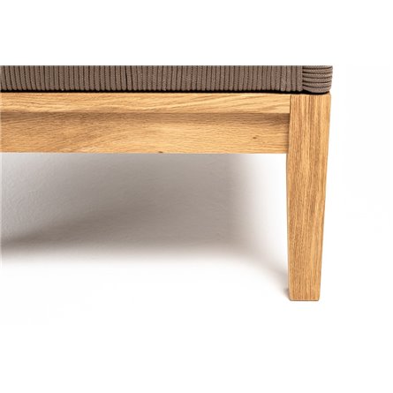 "Канны" кресло плетеное из роупа, основание дуб, роуп коричневый круглый, ткань темно-серая 027