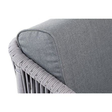 "Канны" кресло плетеное из роупа, каркас алюминий белый муар, роуп светло-серый круглый, ткань серая 017