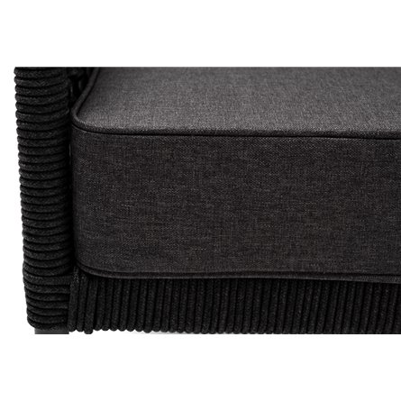 "Канны" кресло плетеное из роупа (узелки), каркас алюминий темно-серый (RAL7024) муар, роуп темно-серый круглый, ткань темно-сер