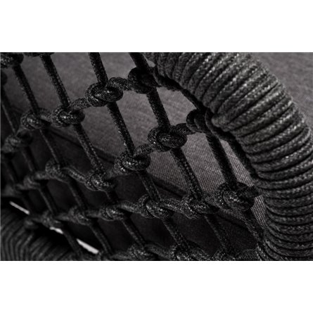 "Канны" кресло плетеное из роупа (узелки), каркас алюминий темно-серый (RAL7024) муар, роуп темно-серый круглый, ткань темно-сер