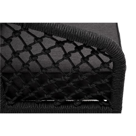 "Канны" кресло плетеное из роупа (узелки), каркас алюминий темно-серый (RAL7024) муар, роуп темно-серый круглый, ткань темно-сер