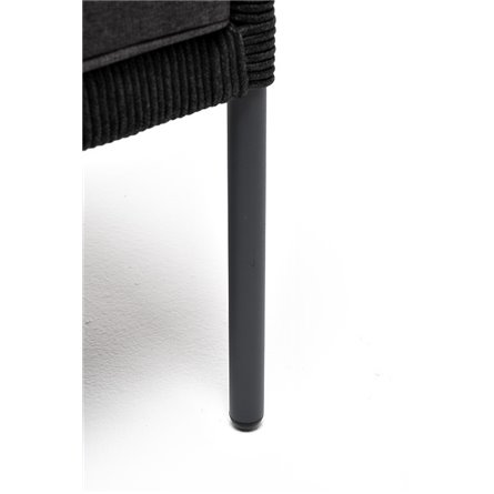 "Канны" кресло плетеное из роупа (узелки), каркас алюминий темно-серый (RAL7024) муар, роуп темно-серый круглый, ткань темно-сер