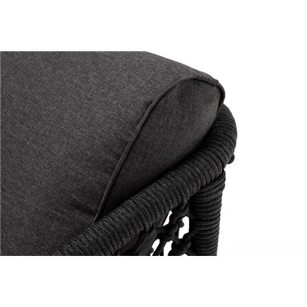 "Канны" кресло плетеное из роупа (узелки), каркас алюминий темно-серый (RAL7024) муар, роуп темно-серый круглый, ткань темно-сер