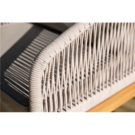 "Канны" лаунж-зона 4-местная из роупа со столиком "Канны" цвета "дуб", основание дуб, роуп бежевый