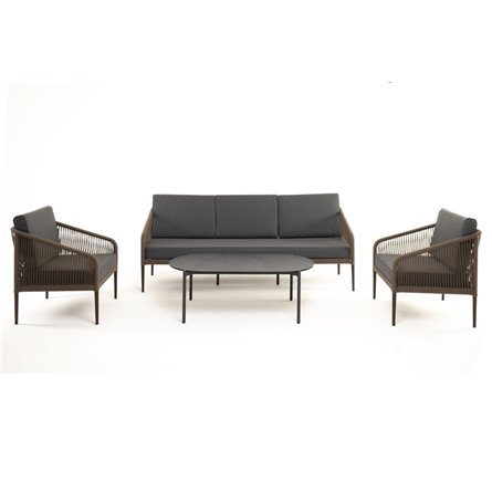 "Канны" лаунж-зона 5-местная плетеная из роупа (веревки), роуп коричневый