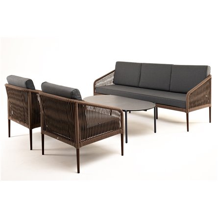 "Канны" лаунж-зона 5-местная плетеная из роупа (веревки), роуп коричневый