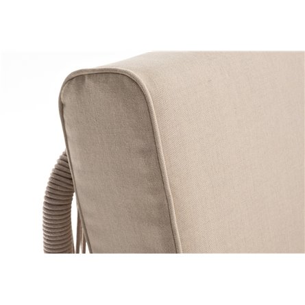 "Канны" левый модуль плетеный из роупа, каркас алюминий белый муар, роуп бежевый круглый, ткань бежевая 15052