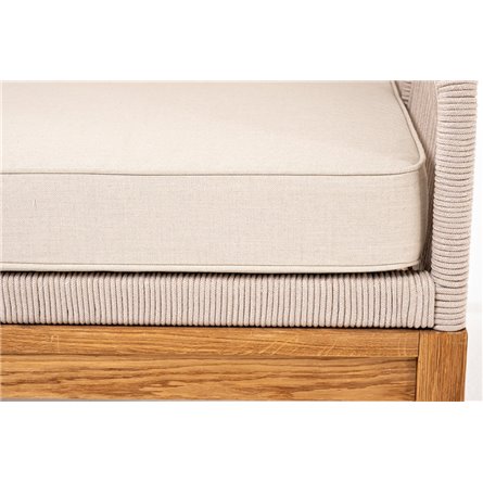 "Канны" левый модуль плетеный из роупа, основание дуб, роуп бежевый круглый, ткань бежевая 052