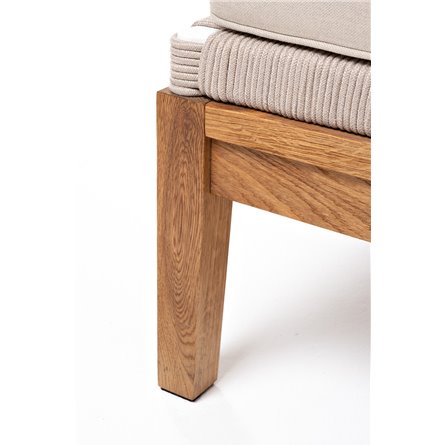 "Канны" левый модуль плетеный из роупа, основание дуб, роуп бежевый круглый, ткань бежевая 052