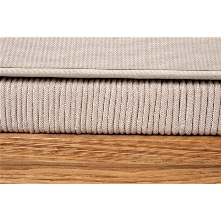 "Канны" левый модуль плетеный из роупа, основание дуб, роуп бежевый круглый, ткань бежевая 052