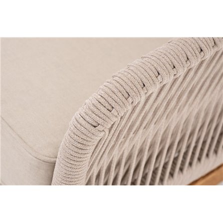 "Канны" левый модуль плетеный из роупа, основание дуб, роуп бежевый круглый, ткань бежевая 052