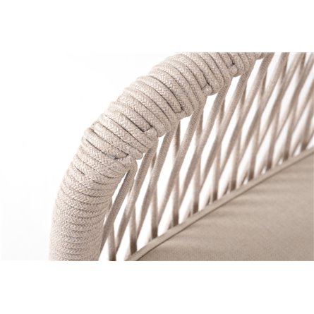 "Канны" правый модуль плетеный из роупа, основание дуб, роуп бежевый круглый, ткань бежевая 052