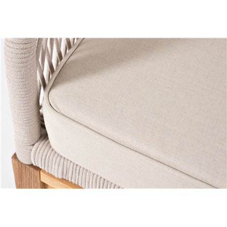 "Канны" правый модуль плетеный из роупа, основание дуб, роуп бежевый круглый, ткань бежевая 052