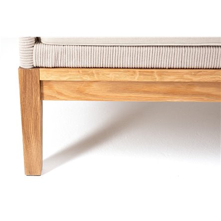 "Канны" правый модуль плетеный из роупа, основание дуб, роуп бежевый круглый, ткань бежевая 052