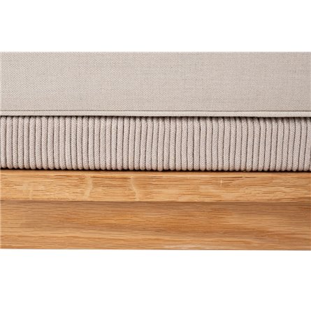"Канны" правый модуль плетеный из роупа, основание дуб, роуп бежевый круглый, ткань бежевая 052