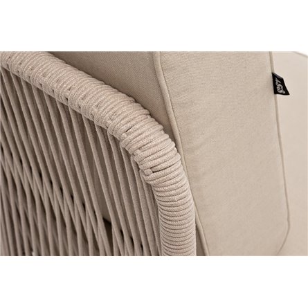 "Канны" угловой модуль плетеный из роупа, каркас алюминий белый муар, роуп бежевый круглый, ткань бежевая 15052