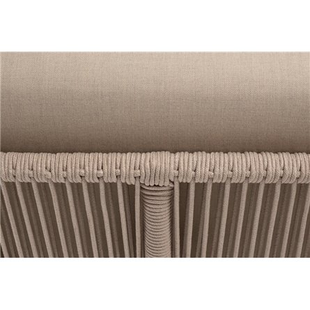 "Канны" угловой модуль плетеный из роупа, каркас алюминий белый муар, роуп бежевый круглый, ткань бежевая 15052