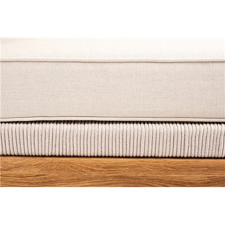 "Канны" угловой модуль плетеный из роупа, основание дуб, роуп бежевый круглый, ткань бежевая 052