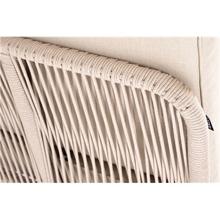 "Канны" угловой модуль плетеный из роупа, основание дуб, роуп бежевый круглый, ткань бежевая 052