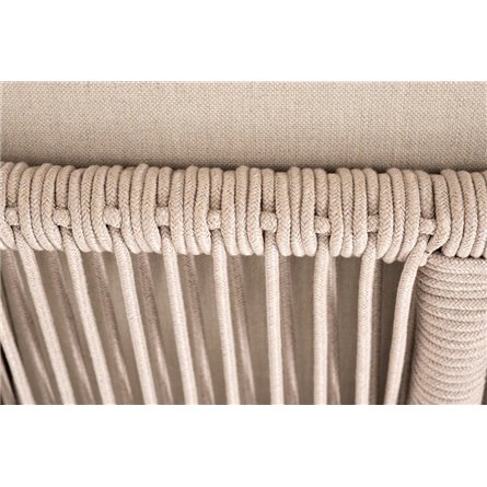 "Канны" угловой модуль плетеный из роупа, основание дуб, роуп бежевый круглый, ткань бежевая 052