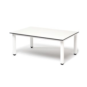 "Канны" журнальный столик из HPL 95х60, H40, каркас светло-серый (RAL 7035), цвет столешницы "молочный"