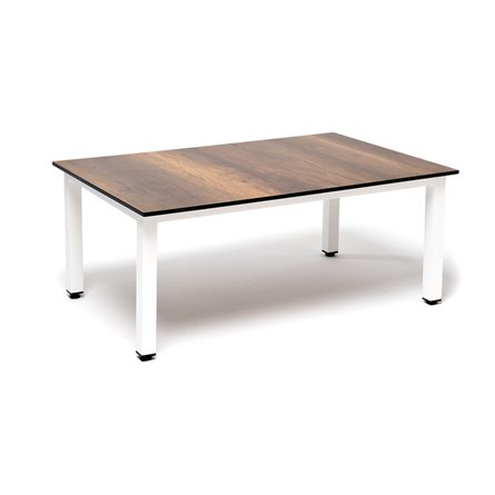 "Канны" журнальный столик из HPL 90х60, H40, каркас белый, цвет столешницы "дуб"