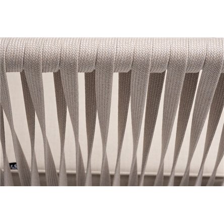 "Касабланка" диван 2-местный плетеный из роупа, каркас алюминий белый муар, роуп бежевый 20мм, ткань бежевая 15052