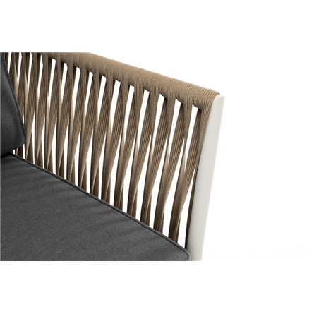 "Касабланка" диван 2-местный плетеный из роупа, каркас алюминий светло-серый (RAL7035) муар, роуп серо-коричневый 23мм, ткань се