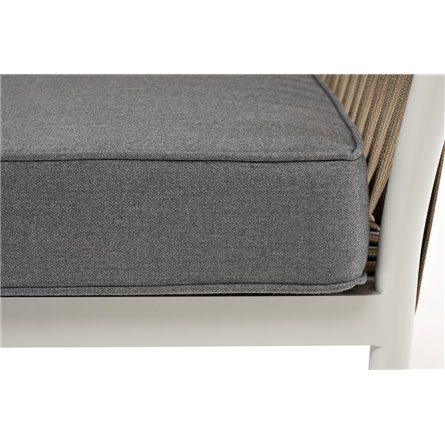 "Касабланка" диван 2-местный плетеный из роупа, каркас алюминий светло-серый (RAL7035) муар, роуп серо-коричневый 23мм, ткань се