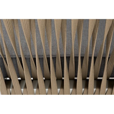 "Касабланка" диван 2-местный плетеный из роупа, каркас алюминий светло-серый (RAL7035) муар, роуп серо-коричневый 23мм, ткань се