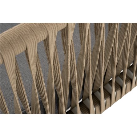 "Касабланка" диван 2-местный плетеный из роупа, каркас алюминий светло-серый (RAL7035) муар, роуп серо-коричневый 23мм, ткань се