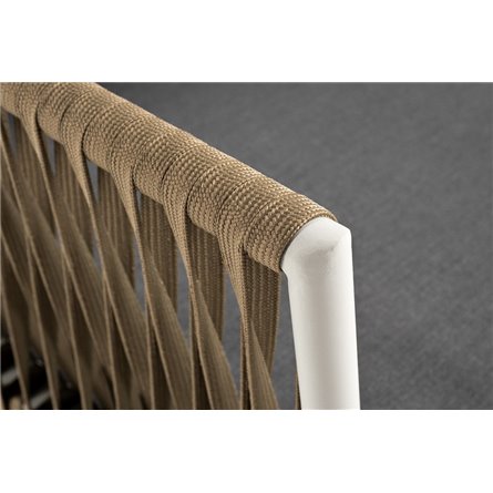 "Касабланка" диван 3-местный плетеный из роупа, каркас алюминий светло-серый (RAL7035) муар, роуп серо-коричневый 23мм, ткань се