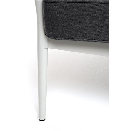 "Касабланка" диван 3-местный плетеный из роупа, каркас алюминий светло-серый (RAL7035) муар, роуп серо-коричневый 23мм, ткань се