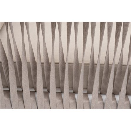 "Касабланка" кресло плетеное из роупа, каркас алюминий белый муар, роуп бежевый 20мм, ткань бежевая 052