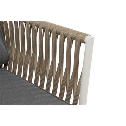 "Касабланка" кресло плетеное из роупа, каркас алюминий светло-серый (RAL7035) муар, роуп серо-коричневый 23мм, ткань серая 017