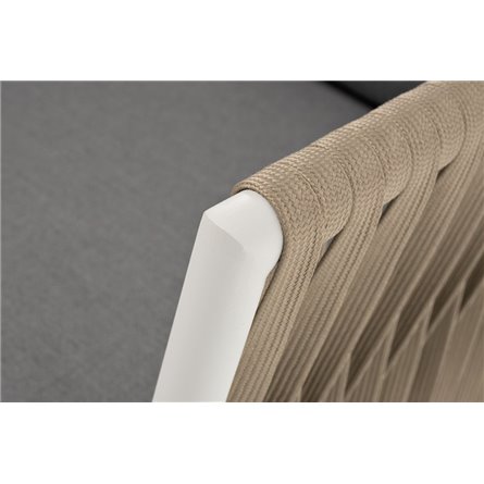 "Касабланка" кресло плетеное из роупа, каркас алюминий светло-серый (RAL7035) муар, роуп серо-коричневый 23мм, ткань серая 017