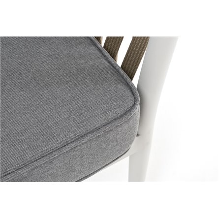 "Касабланка" кресло плетеное из роупа, каркас алюминий светло-серый (RAL7035) муар, роуп серо-коричневый 23мм, ткань серая 017