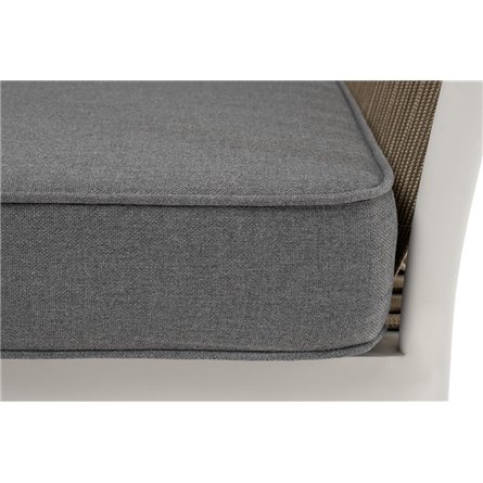 "Касабланка" кресло плетеное из роупа, каркас алюминий светло-серый (RAL7035) муар, роуп серо-коричневый 23мм, ткань серая 017