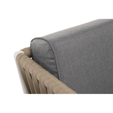 "Касабланка" кресло плетеное из роупа, каркас алюминий светло-серый (RAL7035) муар, роуп серо-коричневый 23мм, ткань серая 017